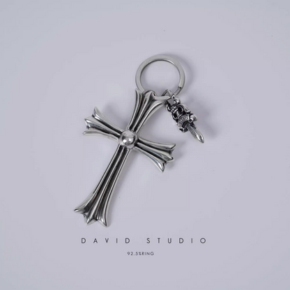 Chrome Hearts Cross And Dagger Key Ring