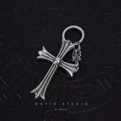 Chrome Hearts Cross And Dagger Key Ring