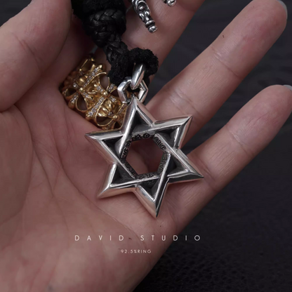 Chrome Hearts Large Star OF David Pendant – Leather