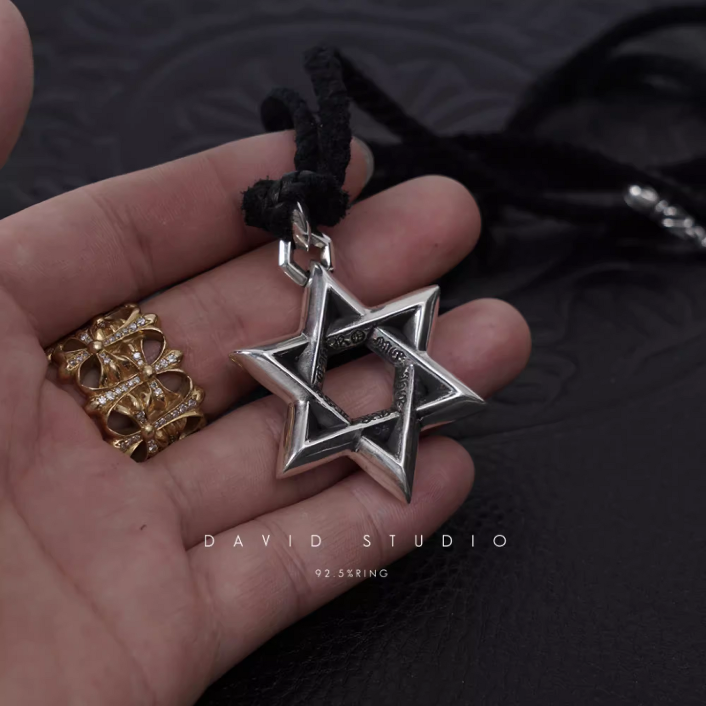 Chrome Hearts Large Star OF David Pendant – Leather