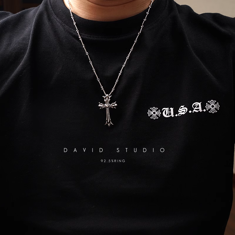 Chrome Hearts Small Double Cross Pendant – Twist Chain