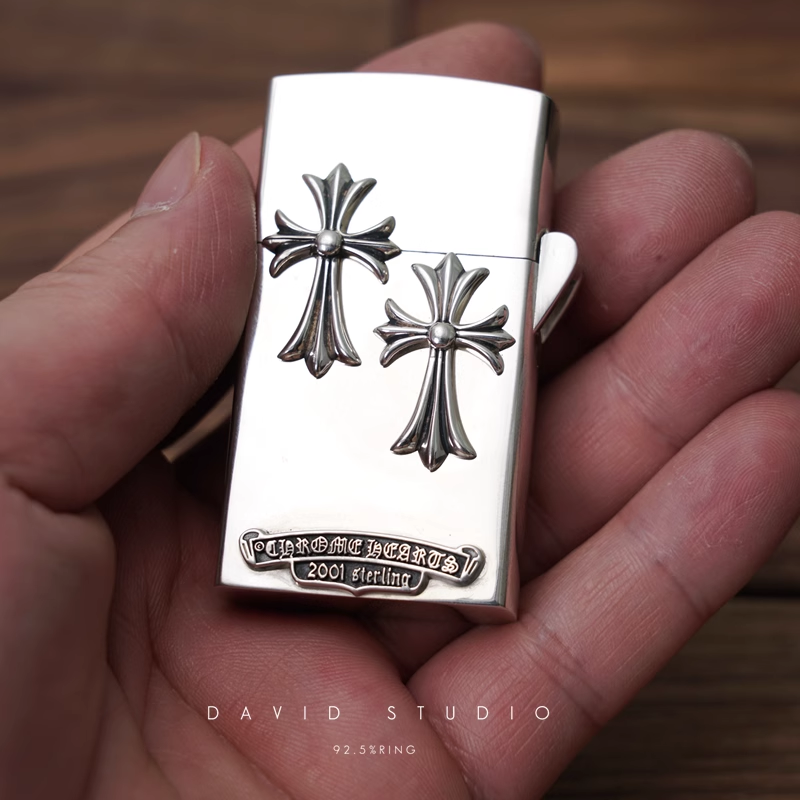 Chrome Hearts Dubble Cross Zippo Lighter