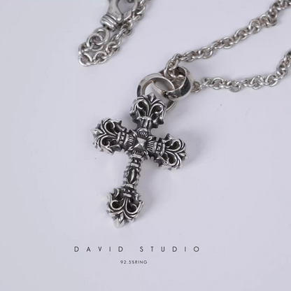 Chrome Hearts XS Filigree Cross Pendant With Bail – Roll Chain