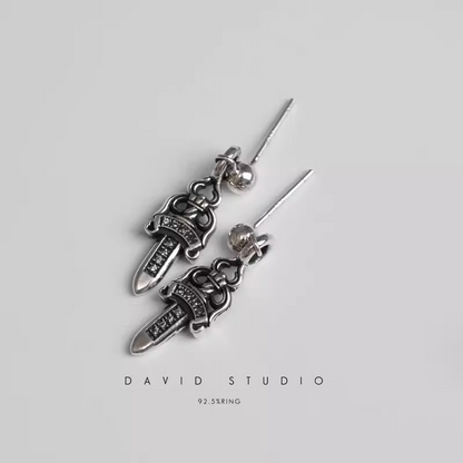 Chrome Hearts Dagger Drop Earring With Diamond