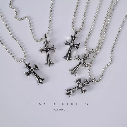 Chrome Hearts Small Cross Charm Necklace with Diamonds – Ball Chain