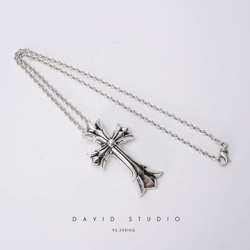 Chrome Hearts Large Double Cross Pendant – Roll Chain