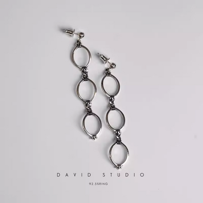 Chrome Hearts Triple Drop Hoop Earring