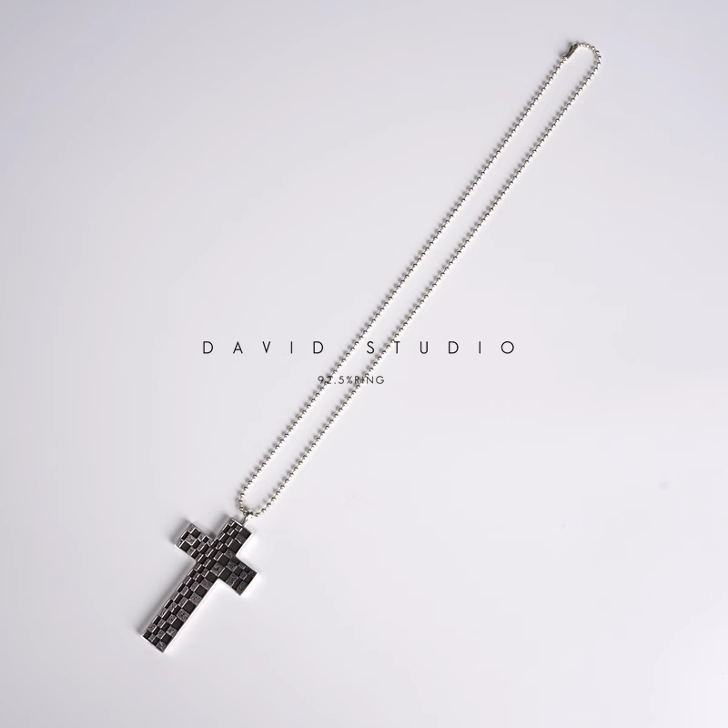 Chrome Hearts Chessboard Cross Pendant – Ball Chain