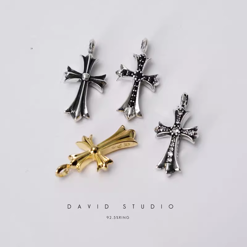 Chrome Hearts Small Cross Charm With Diamonds