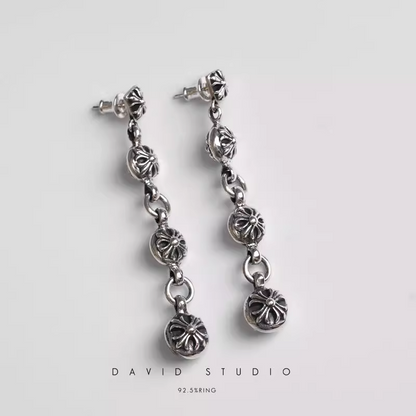 Chrome Hearts Crossball Three Drop Earring