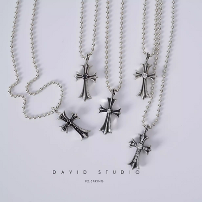 Chrome Hearts Small Cross Charm Necklace with Diamonds – Ball Chain