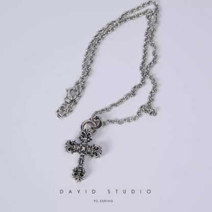 Chrome Hearts XS Filigree Cross Pendant With Bail – Roll Chain