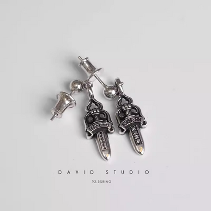 Chrome Hearts Dagger Drop Earring With Diamond