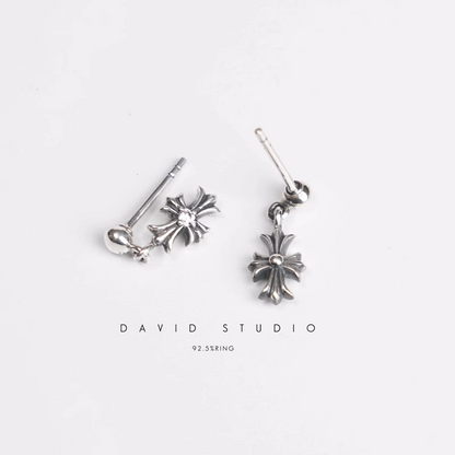 Chrome Hearts TINY E CH Plus Drop Earrings With Diamonds