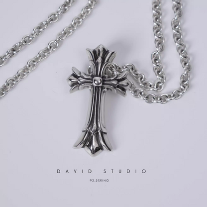 Chrome Hearts Small Double Cross Pendant – Roll Chain