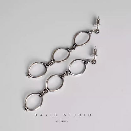 Chrome Hearts Triple Drop Hoop Earring