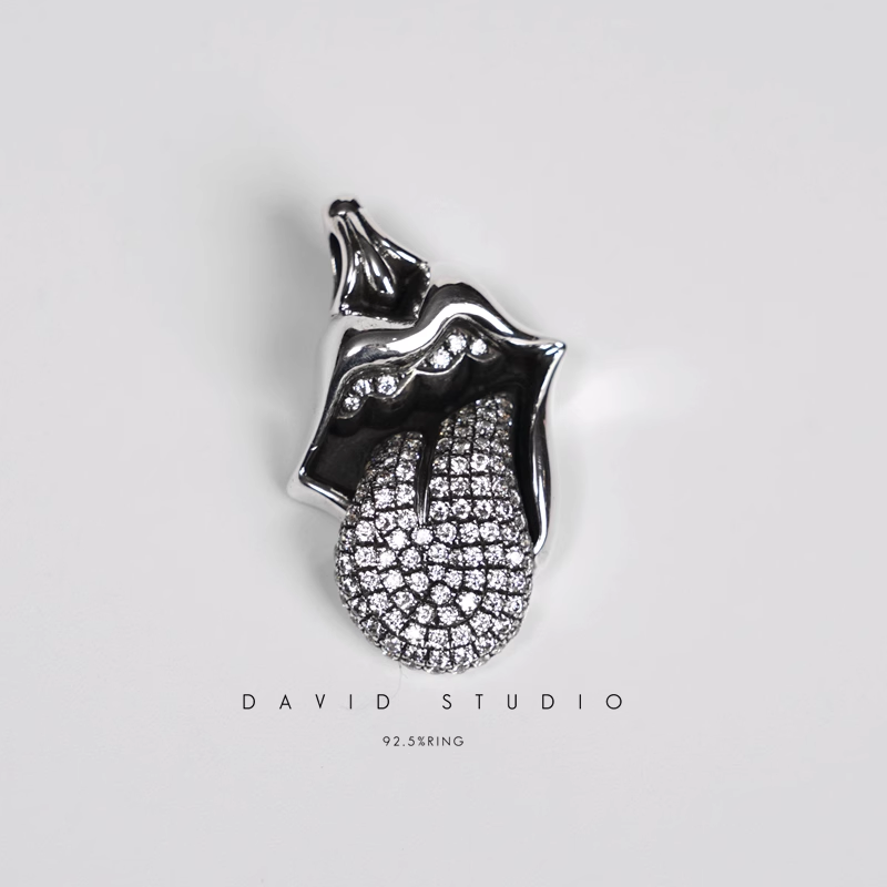 Chrome Hearts Rolling Stones Tongue & LIP Pendant With Diamond