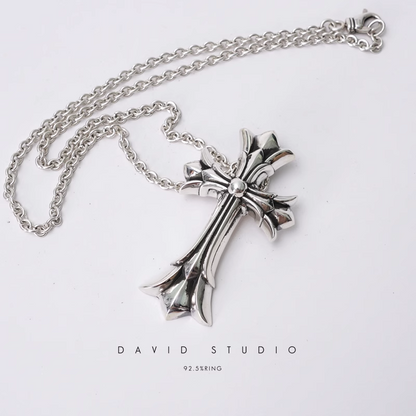 Chrome Hearts Large Double Cross Pendant – Roll Chain