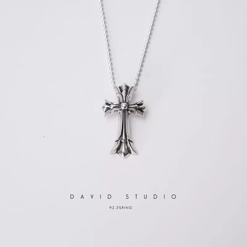 Chrome Hearts Small Double Cross Pendant – Ball Chain