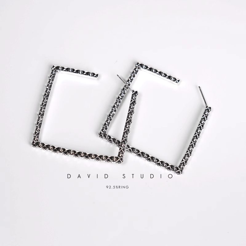 Chrome Hearts CH Plus Square Hoop Earrings