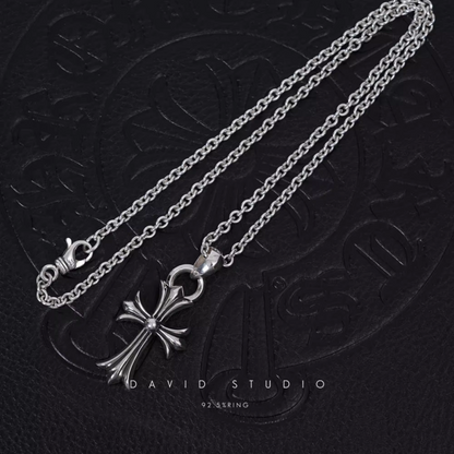 Chrome Hearts Small Cross Pendant With Bail – Roll Chain