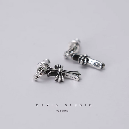 Chrome Hearts Cross Babyfat Drop Earrings