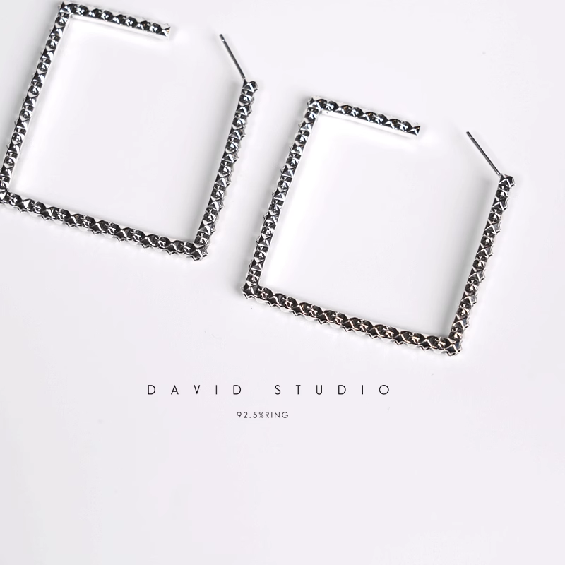 Chrome Hearts CH Plus Square Hoop Earrings