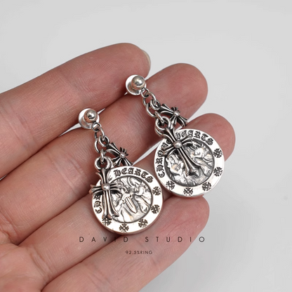 Chrome Hearts Cross Angel Medallion Earring