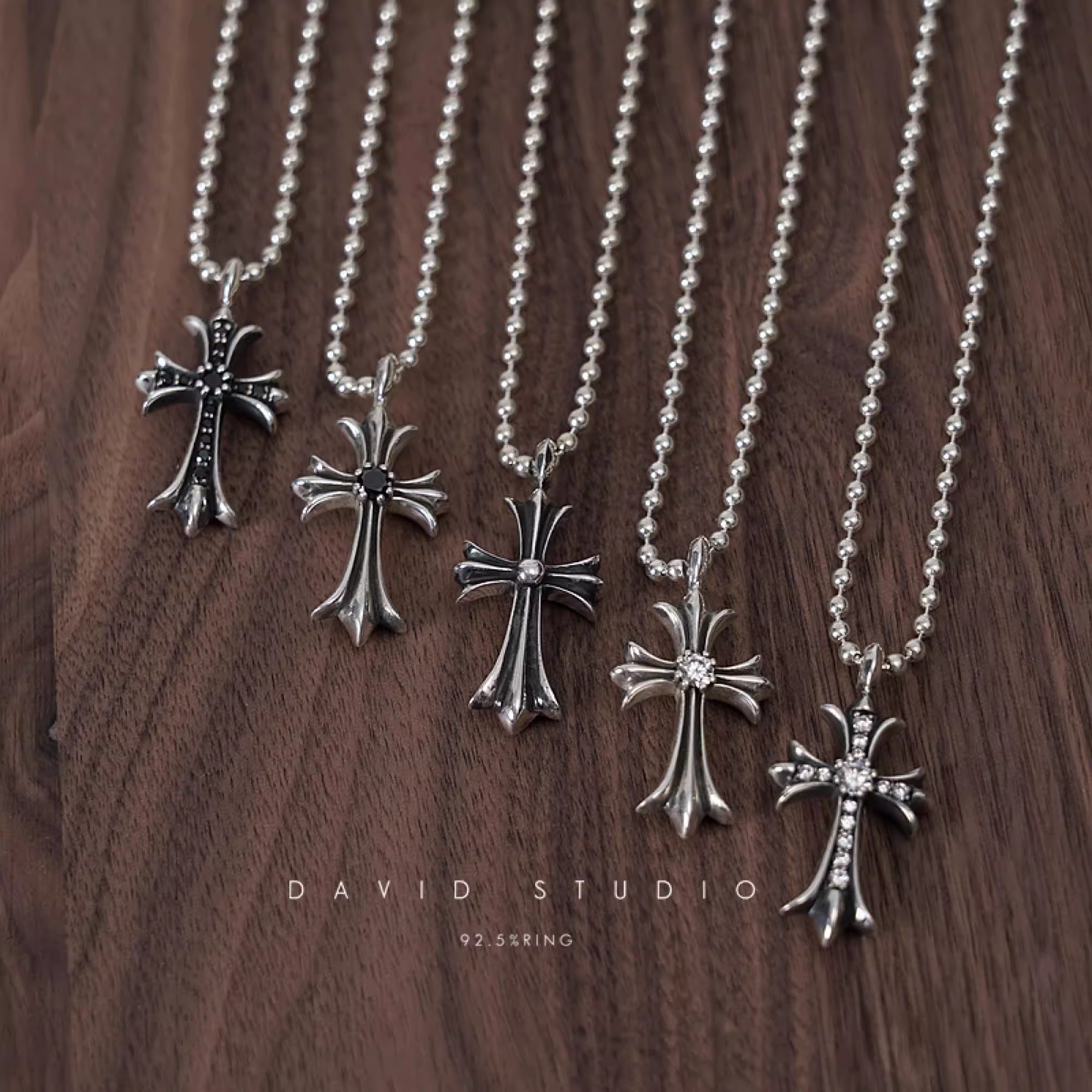 Chrome Hearts Small Cross Charm Necklace with Diamonds – Ball Chain