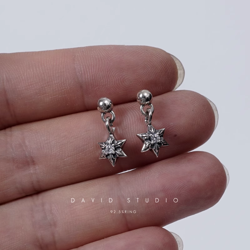 Chrome Hearts Cut Out Star Earring With Diamonds