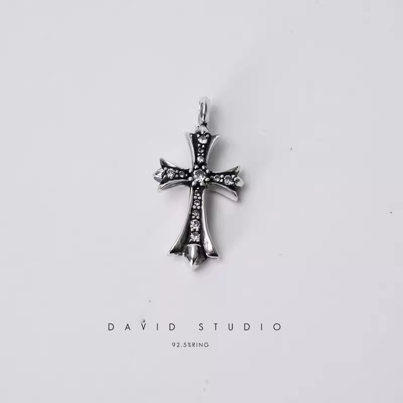 Chrome Hearts Small Cross Charm With Diamonds