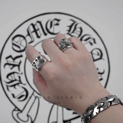 Chrome Hearts Triple CH Plus Flat Ring