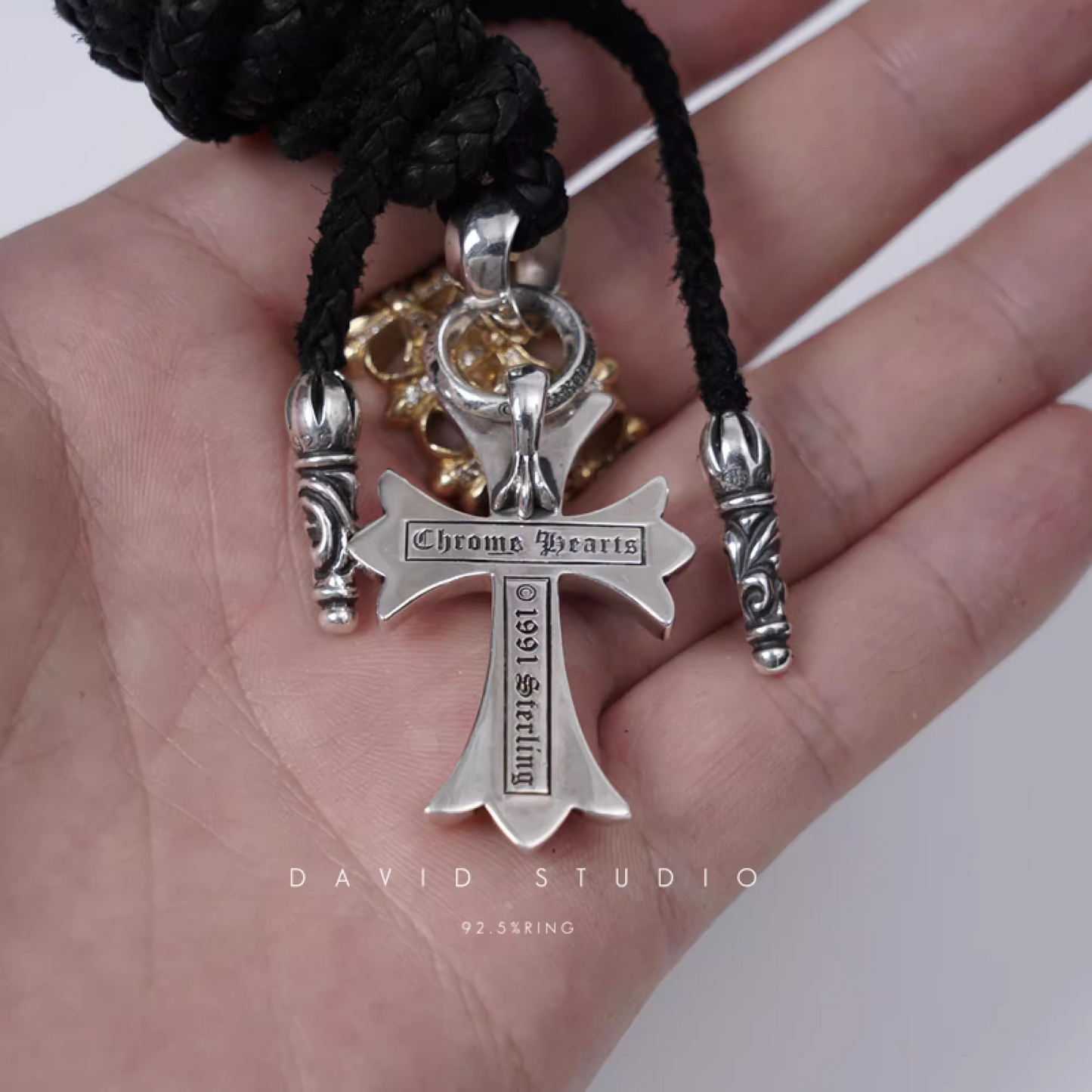 Chrome Hearts Small Cross Pendant With Bail – Leather