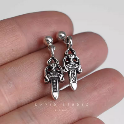 Chrome Hearts Dagger Drop Earring With Diamond