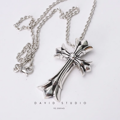 Chrome Hearts Large Double Cross Pendant – Roll Chain