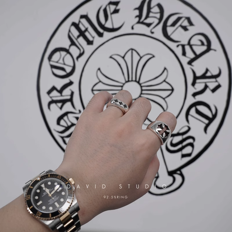 Chrome Hearts Triple CH Plus Flat Ring