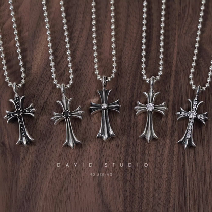 Chrome Hearts Small Cross Charm Necklace with Diamonds – Ball Chain