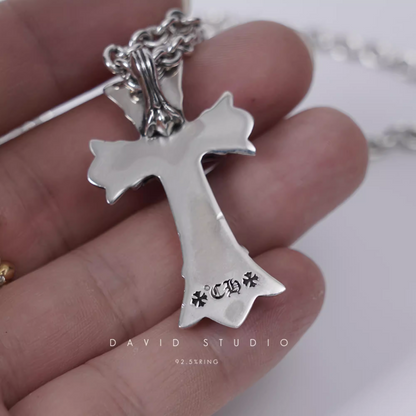 Chrome Hearts Small Double Cross Pendant – Roll Chain