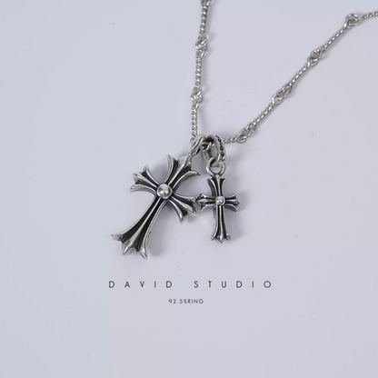 Chrome Hearts Small Cross and Babyfat Charm Necklace with Diamonds – Twist Chain