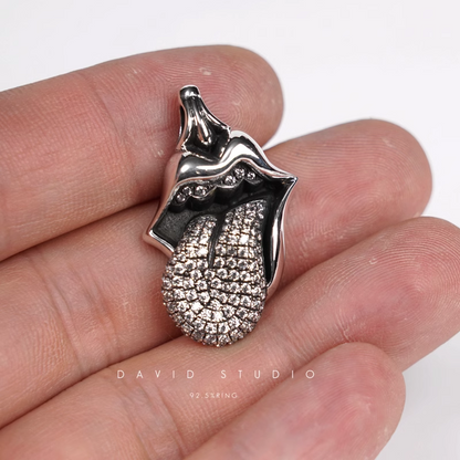 Chrome Hearts Rolling Stones Tongue & LIP Pendant With Diamond