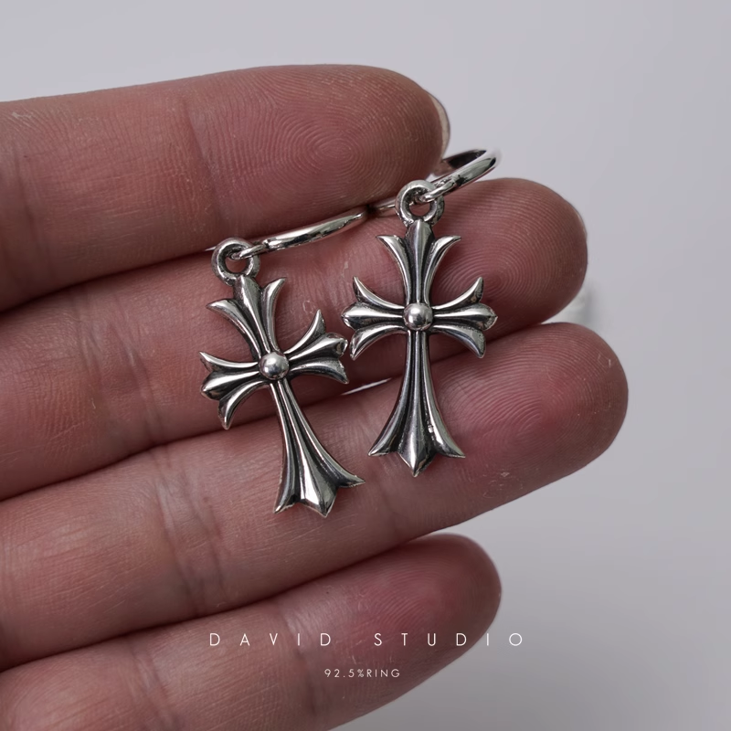 Chrome Hearts TINY Cross Hoop Earring