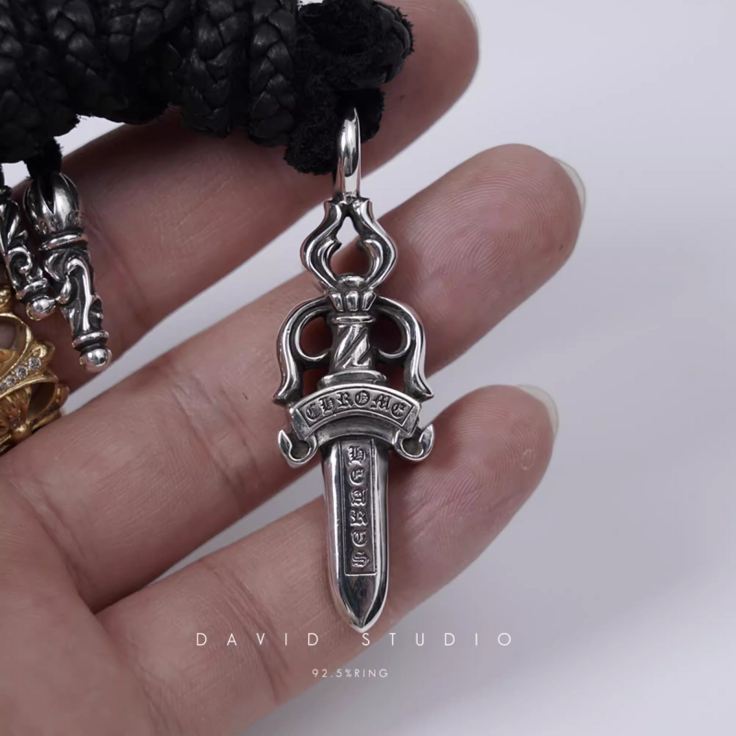 Chrome Hearts Double Dagger Pendant – Leather