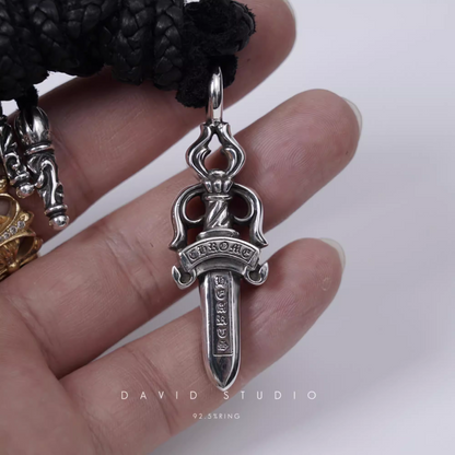 Chrome Hearts Double Dagger Pendant – Leather