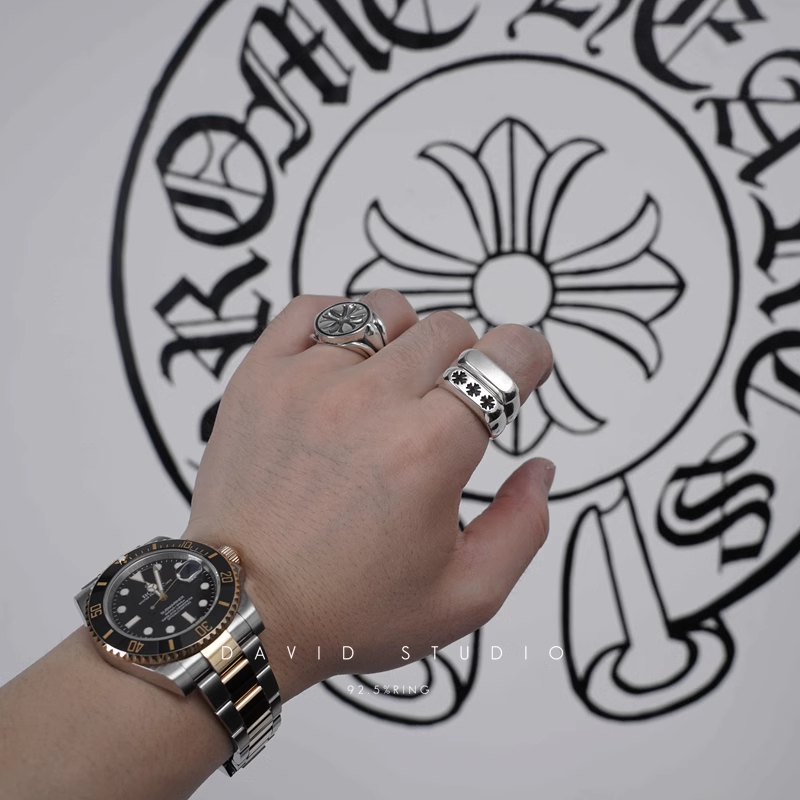 Chrome Hearts Triple CH Plus Flat Ring