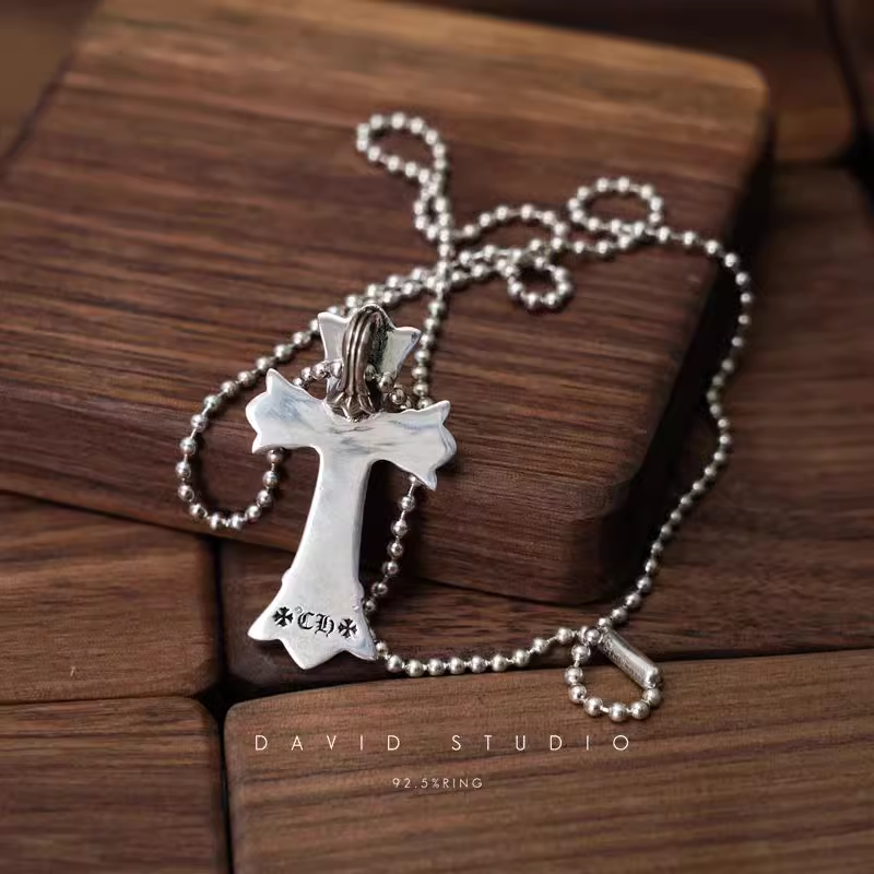 Chrome Hearts Small Double Cross Pendant – Ball Chain