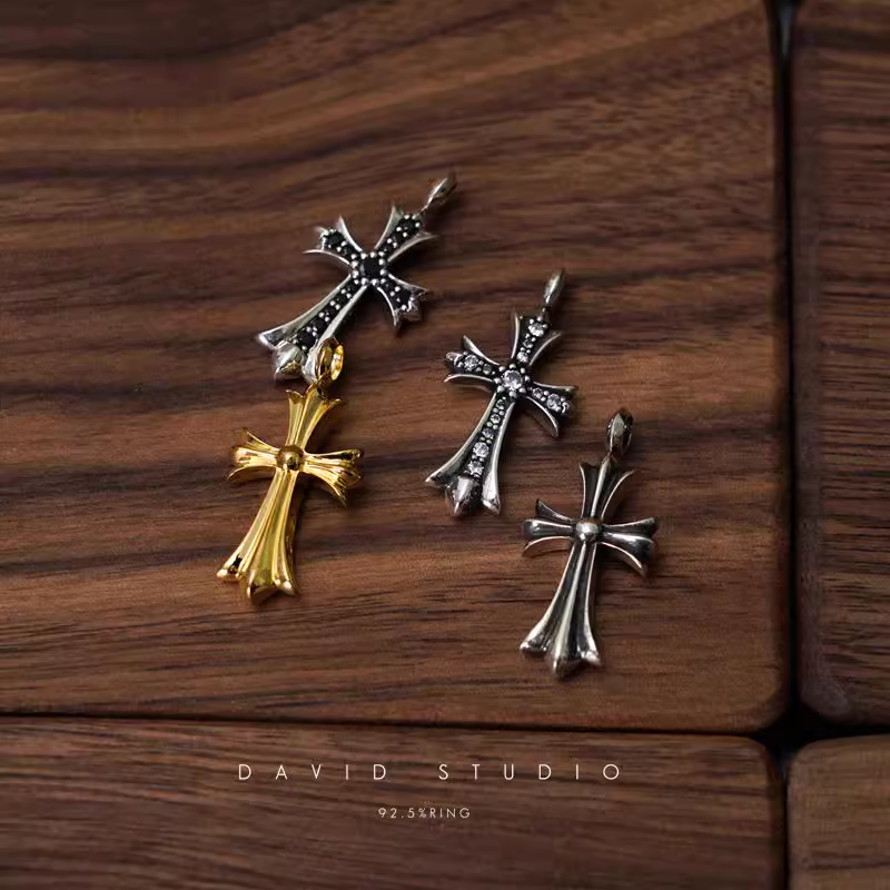 Chrome Hearts Small Cross Charm With Diamonds