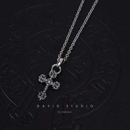 Chrome Hearts XS Filigree Cross Pendant With Bail – Roll Chain