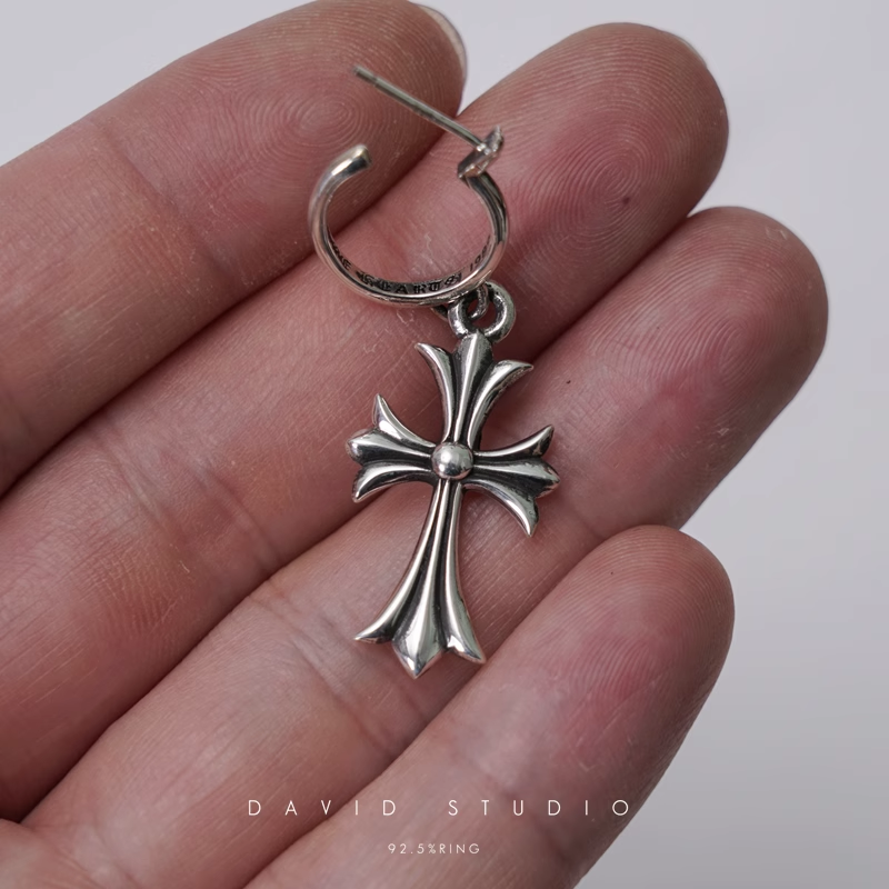 Chrome Hearts TINY Cross Hoop Earring