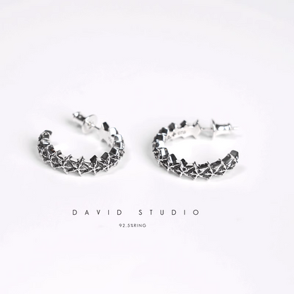 Chrome Hearts 5 Sided Star Hoop Earrings