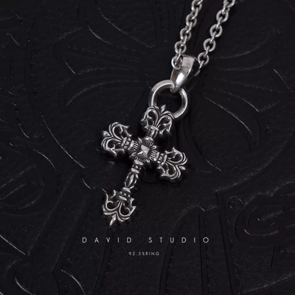 Chrome Hearts XS Filigree Cross Pendant With Bail – Roll Chain